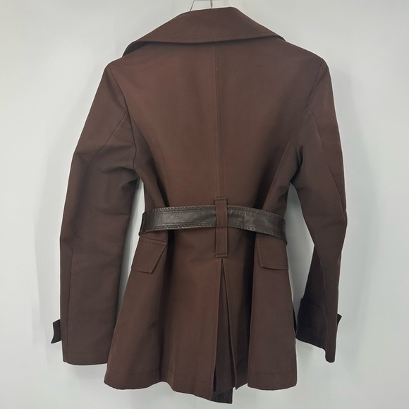 Kenneth Cole New York Midi Trench Coat Womens 42 6 Brown Belted Collar - Picture 7 of 10